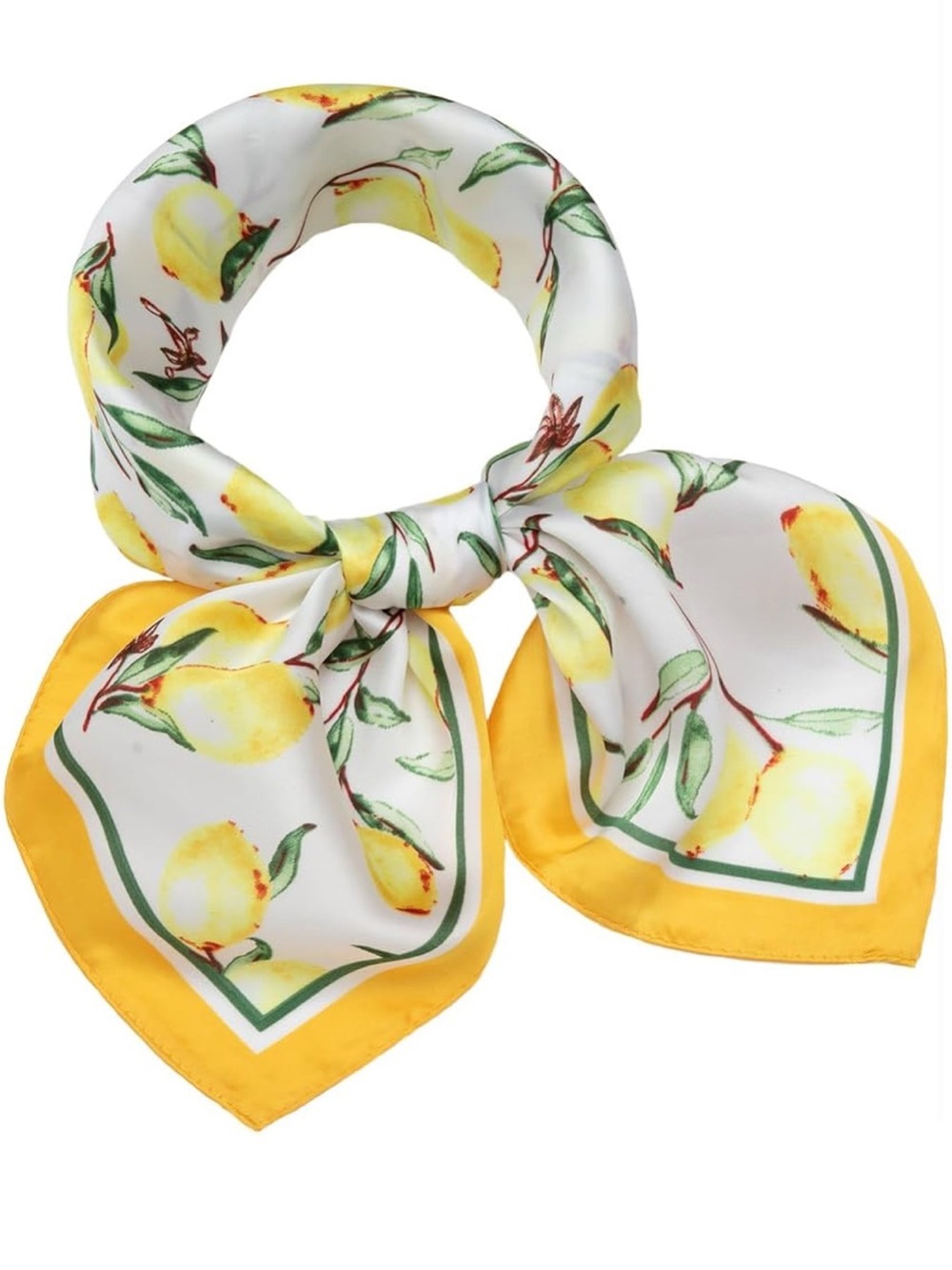 Yellow Lemon Print Satin Scarf Bandana 27 inch - Picture 7 of 7